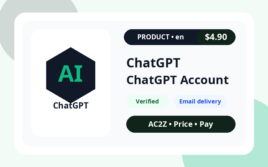 ChatGPT Account AC2Z product image with price, stock and delivery note