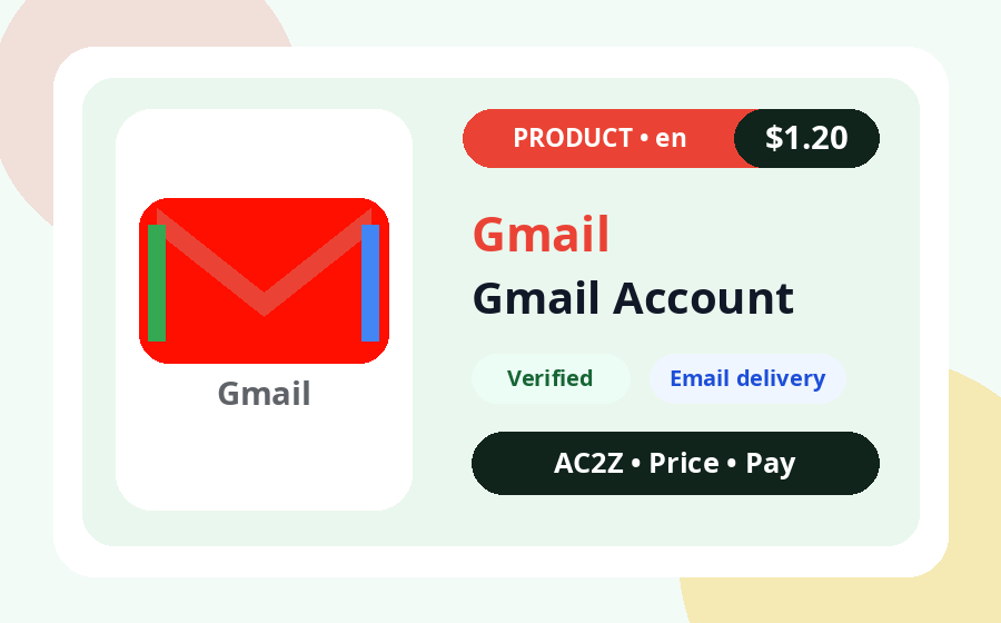 Gmail Account AC2Z product image with price, stock and delivery note