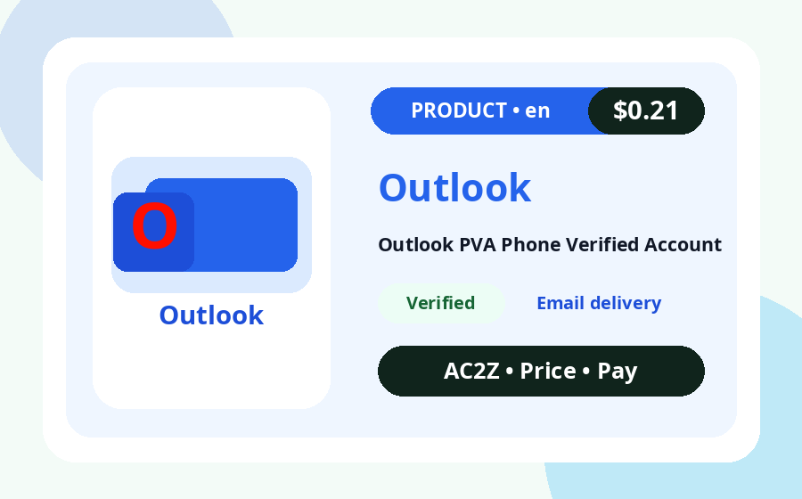 Outlook PVA Phone Verified Account AC2Z product image with price, stock and delivery note