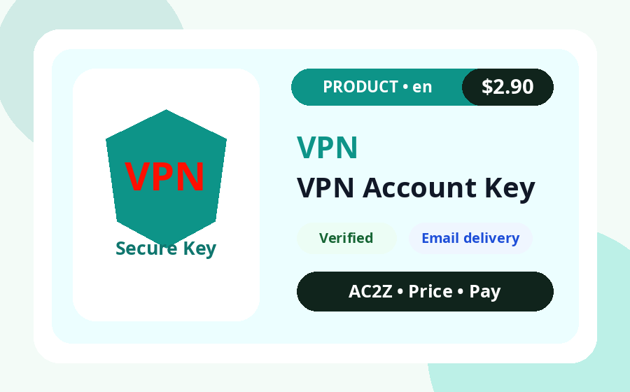 VPN Account Key AC2Z product image with price, stock and delivery note