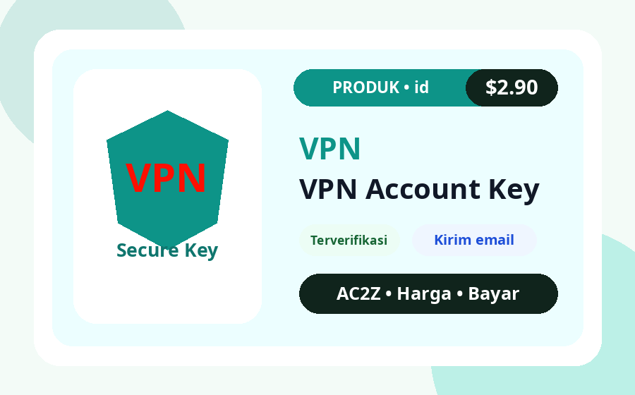 VPN akun kunci AC2Z gambar produk dengan harga, stok, dan catatan pengiriman