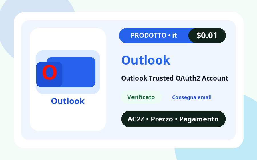 Outlook affidabile OAuth2 account AC2Z immagine del prodotto con prezzo, disponibilità e nota di consegna