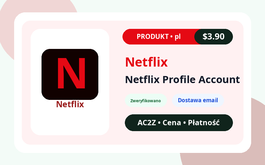 Netflix profil konto AC2Z obraz produktu z ceną, stanem i notą dostawy